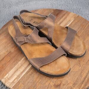 Naot Sandals Womens 10 Pamela Casual Open Toe Slingback Metallic Brown Leather